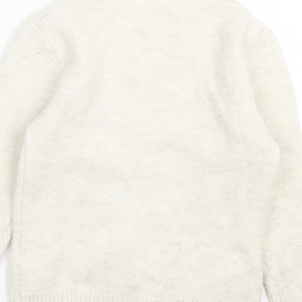 Primark Girls Beige Crew Neck Acrylic Pullover Jumper Size 4-5 Years Pullover - Rabbit