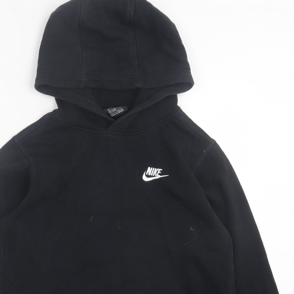 Nike Boys Black Cotton Pullover Hoodie Size 13-14 Years Pullover