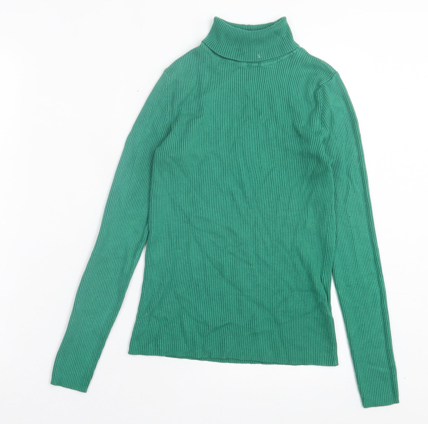 Marks and Spencer Womens Green Roll Neck Viscose Pullover Jumper Size 12