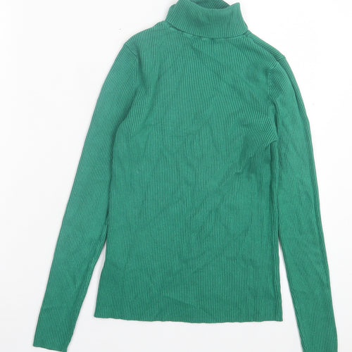 Marks and Spencer Womens Green Roll Neck Viscose Pullover Jumper Size 12