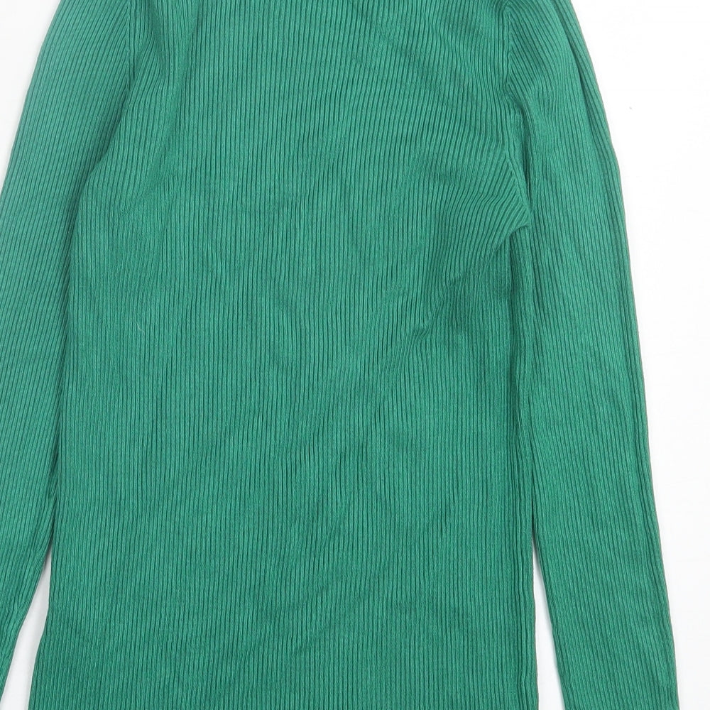 Marks and Spencer Womens Green Roll Neck Viscose Pullover Jumper Size 12