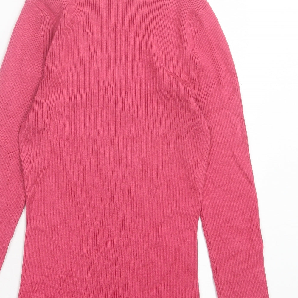 Austin Reed Womens Pink V-Neck Viscose Pullover Jumper Size M