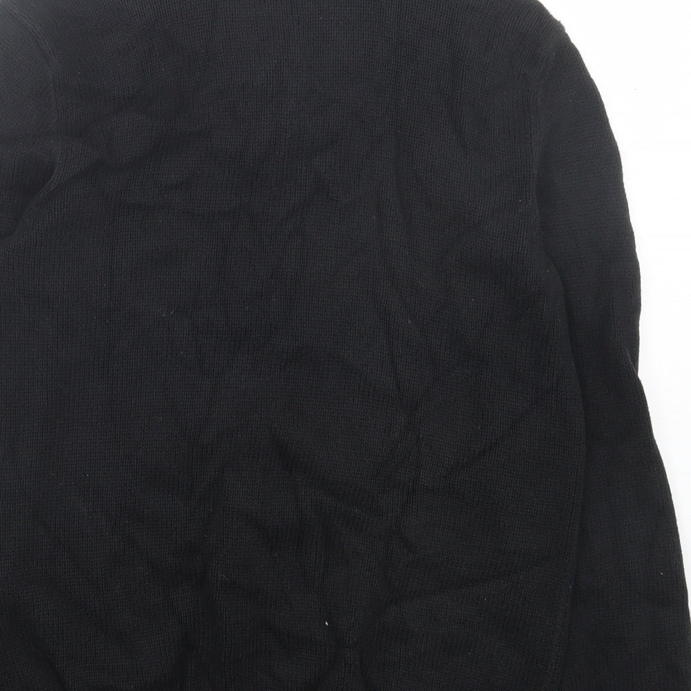 Ralph Lauren Mens Black Collared Cotton Pullover Jumper Size XS