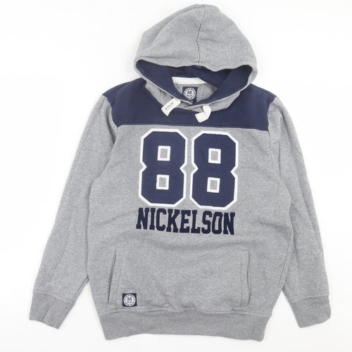 Nickelson Boys Grey Cotton Pullover Hoodie Size 13-14 Years Pullover