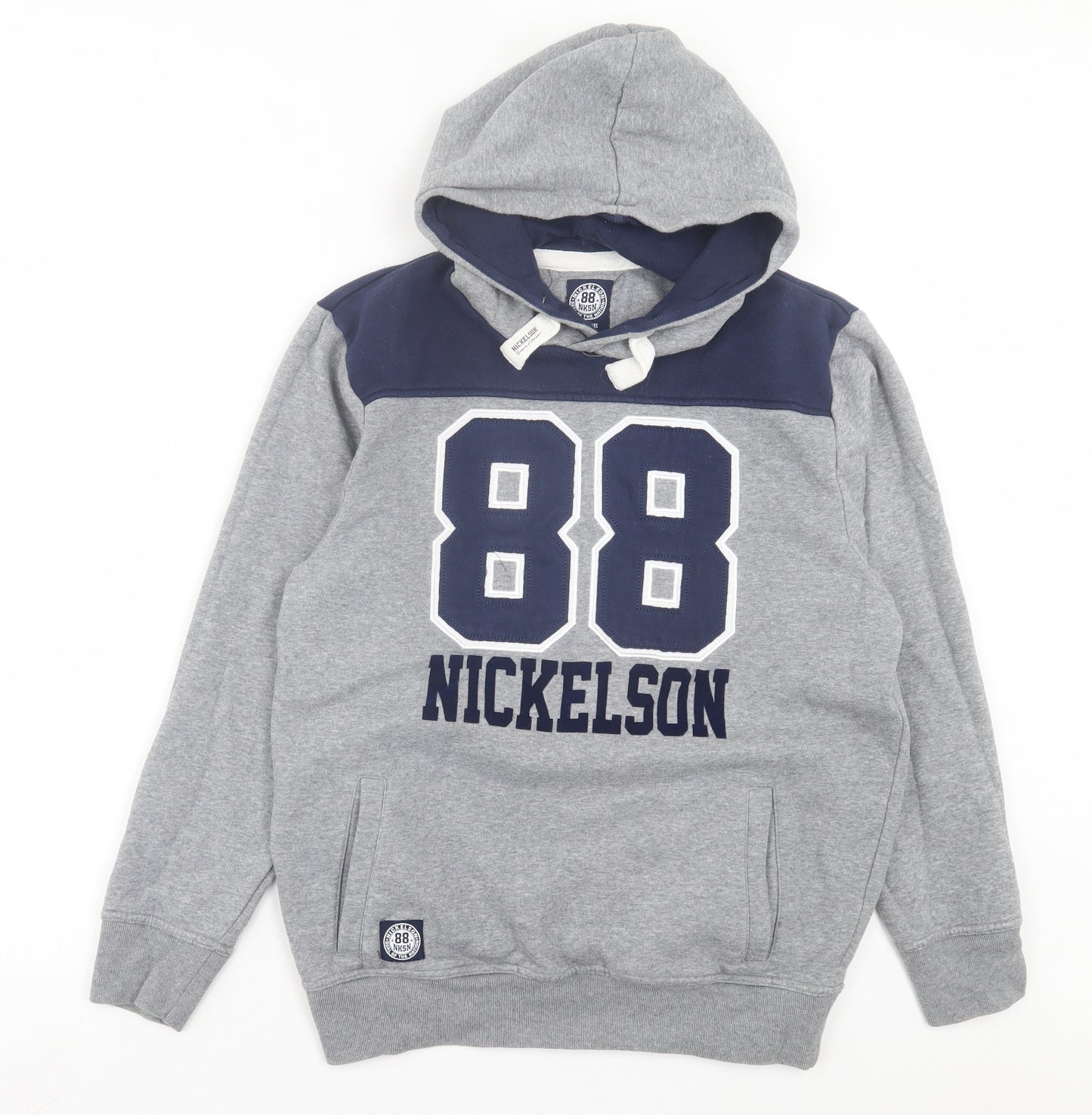 Nickelson Boys Grey Cotton Pullover Hoodie Size 13-14 Years Pullover