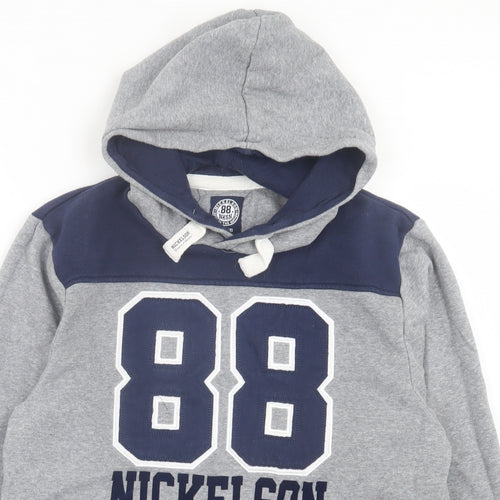 Nickelson Boys Grey Cotton Pullover Hoodie Size 13-14 Years Pullover