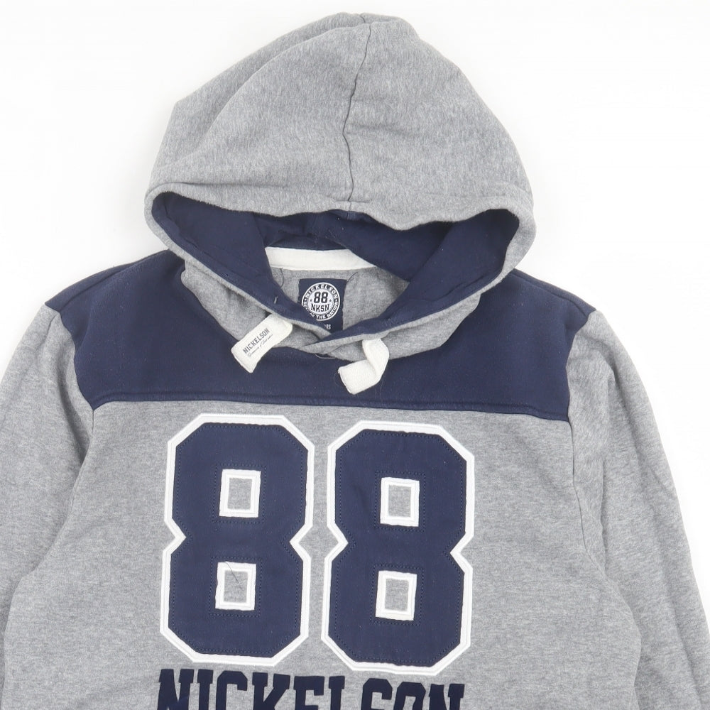 Nickelson Boys Grey Cotton Pullover Hoodie Size 13-14 Years Pullover