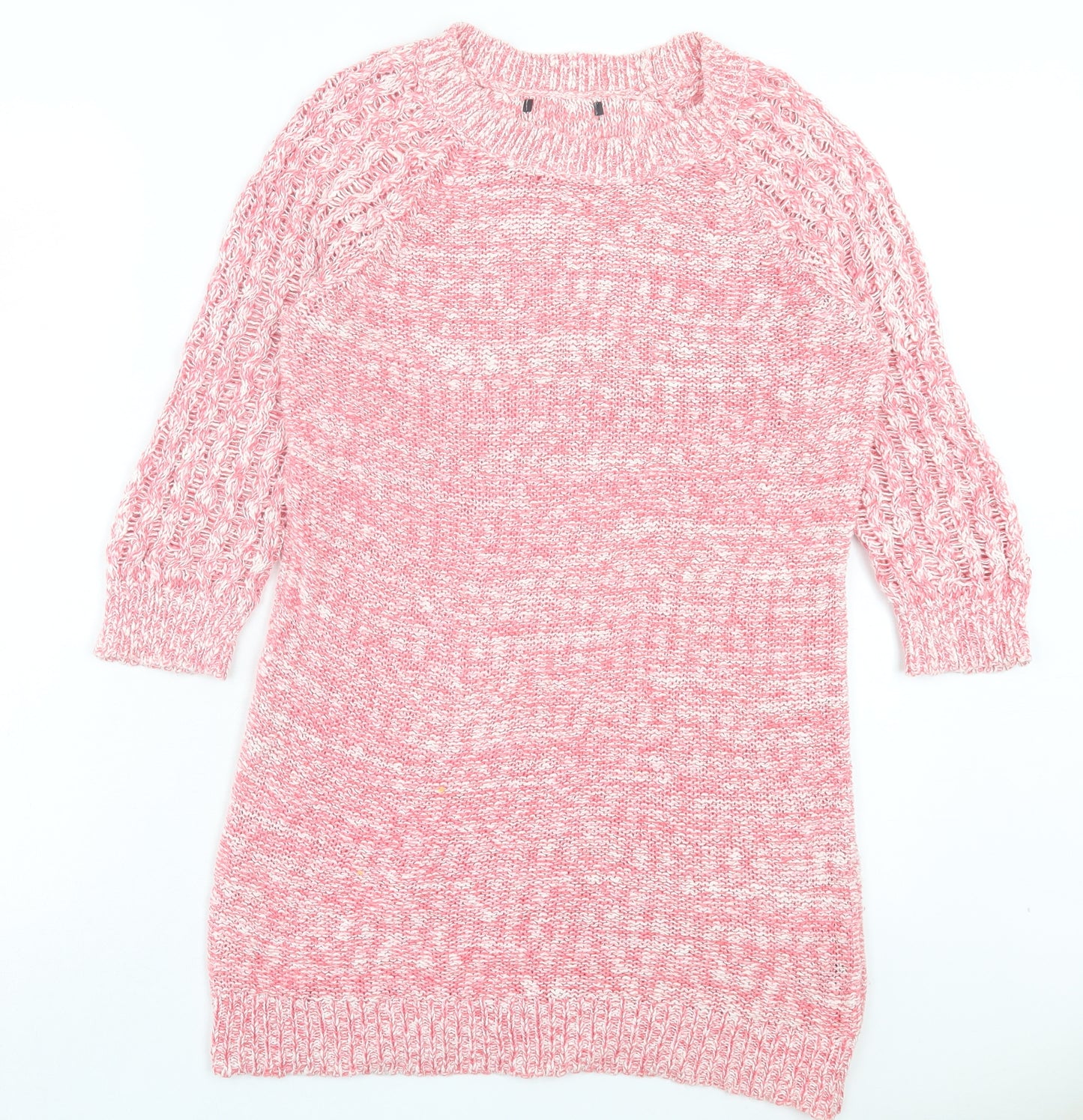 George Womens Pink Cotton Jumper Dress Size 10 Crew Neck Pullover