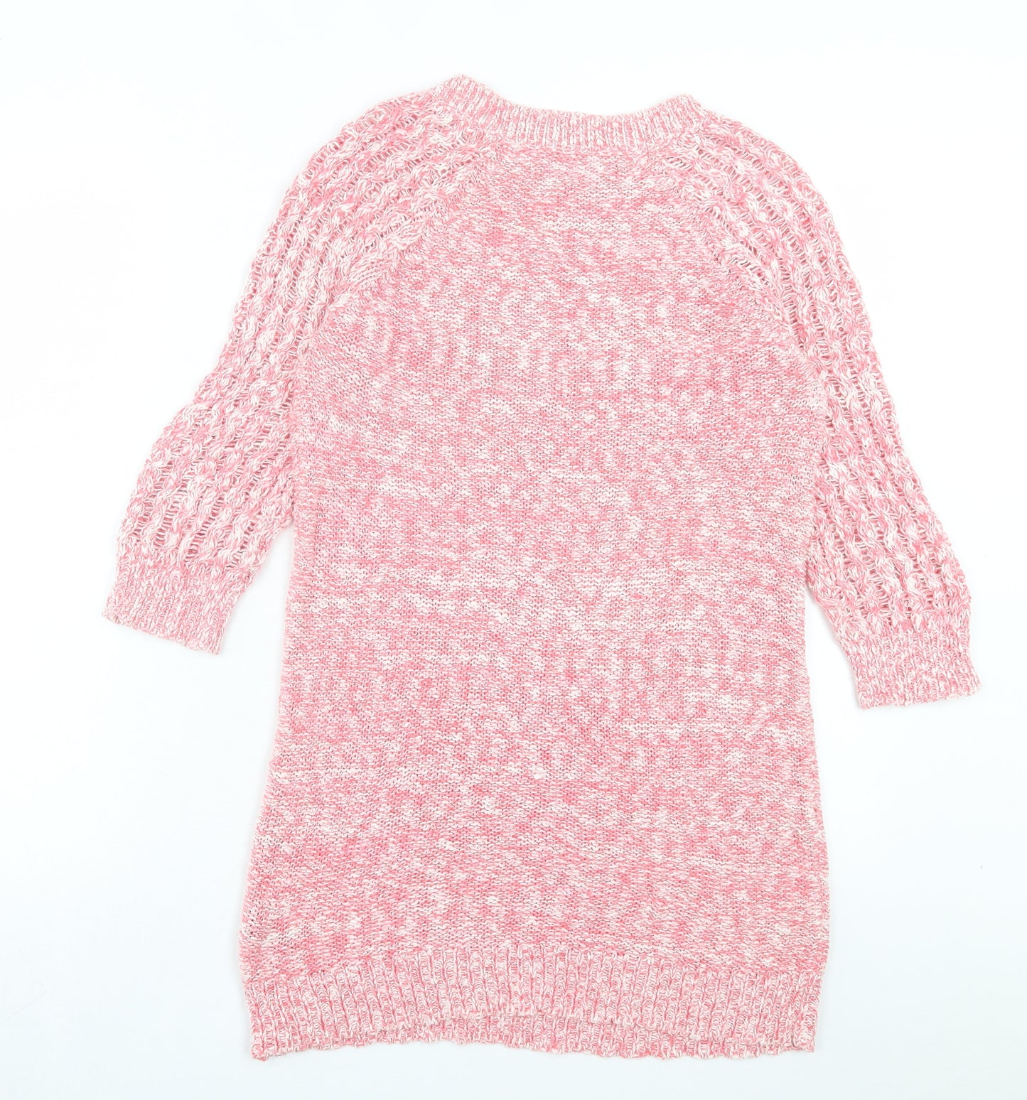 George Womens Pink Cotton Jumper Dress Size 10 Crew Neck Pullover