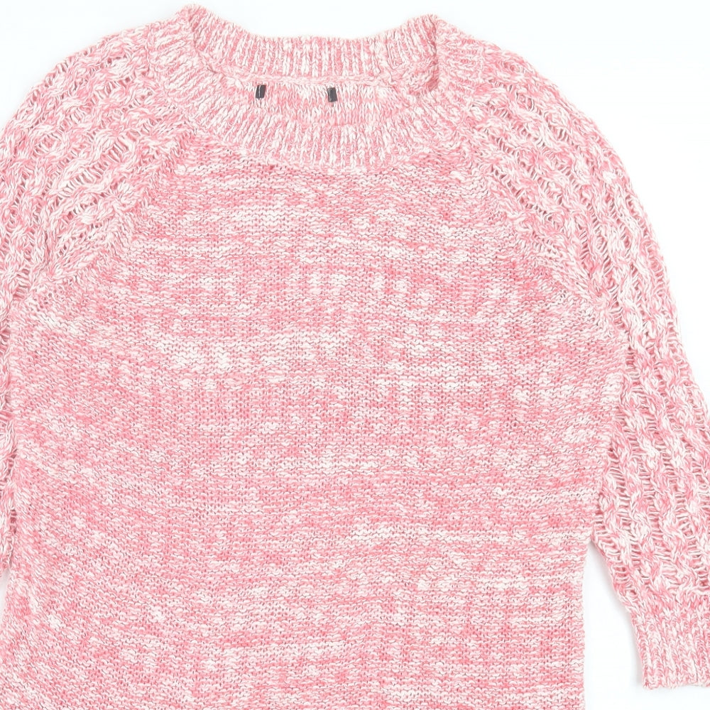 George Womens Pink Cotton Jumper Dress Size 10 Crew Neck Pullover