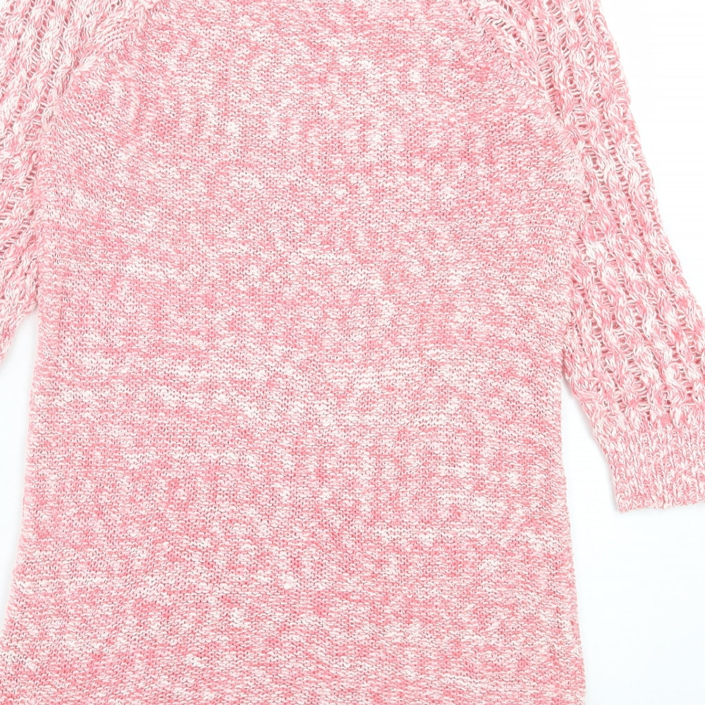 George Womens Pink Cotton Jumper Dress Size 10 Crew Neck Pullover