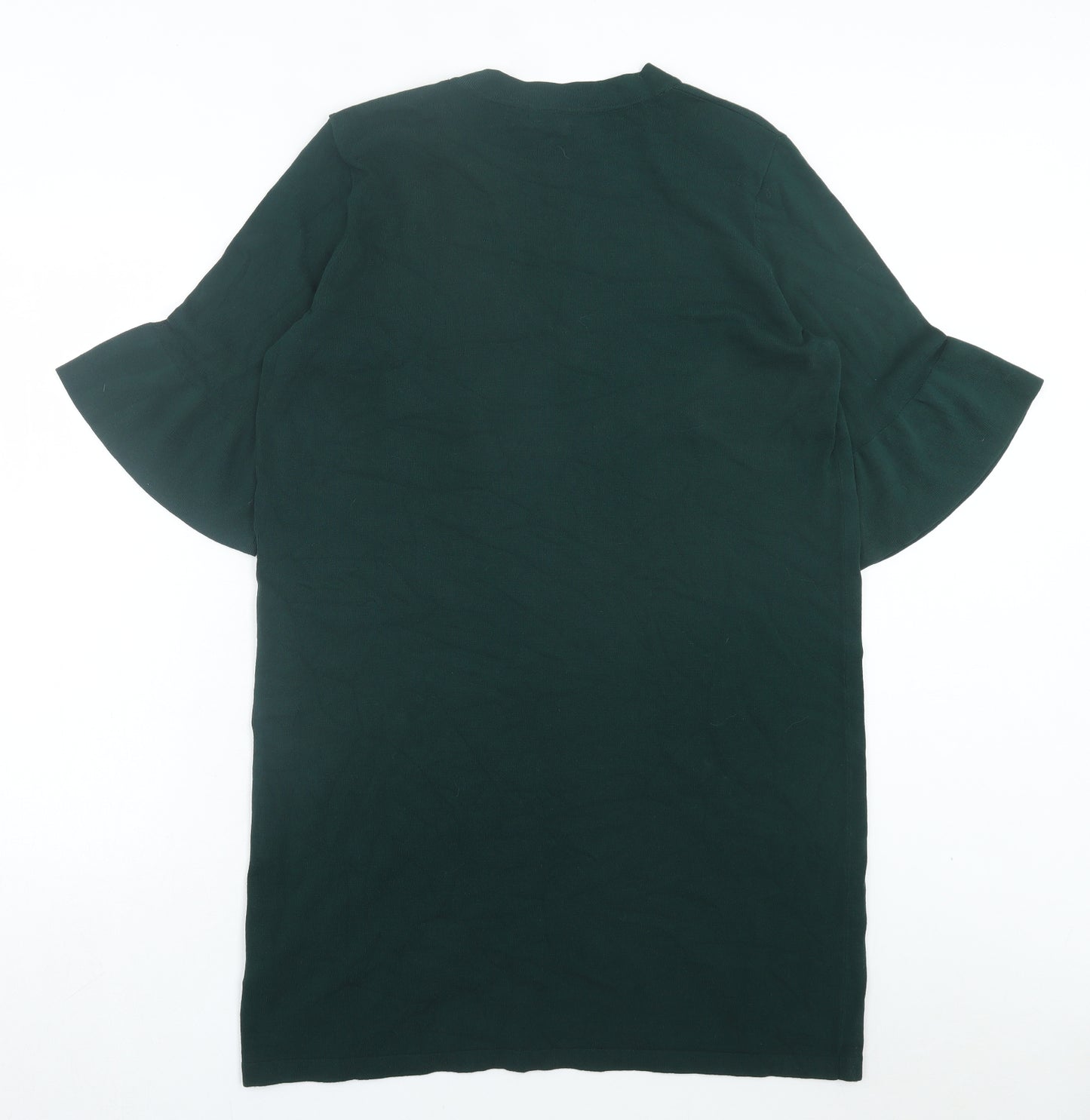 TU Womens Green Viscose Jumper Dress Size 16 Crew Neck Pullover
