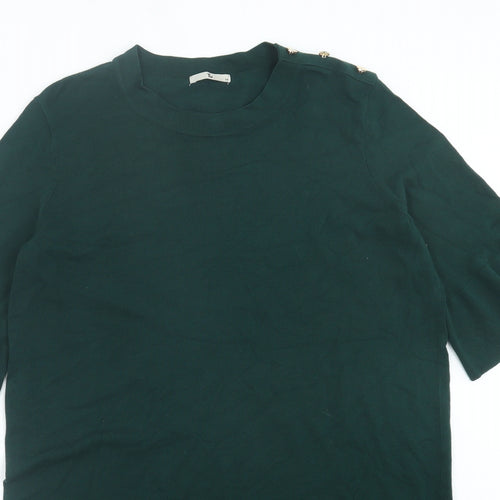 TU Womens Green Viscose Jumper Dress Size 16 Crew Neck Pullover