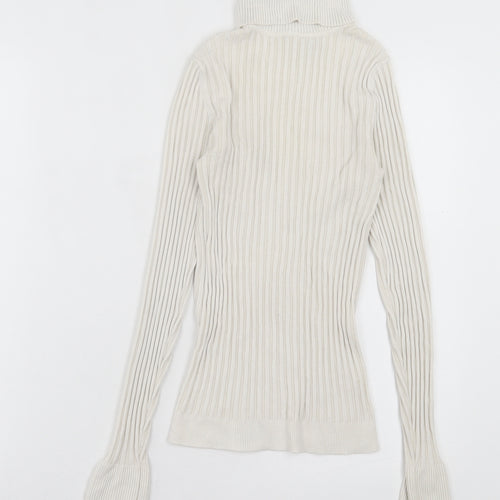 New Look Womens White Roll Neck Viscose Pullover Jumper Size 8