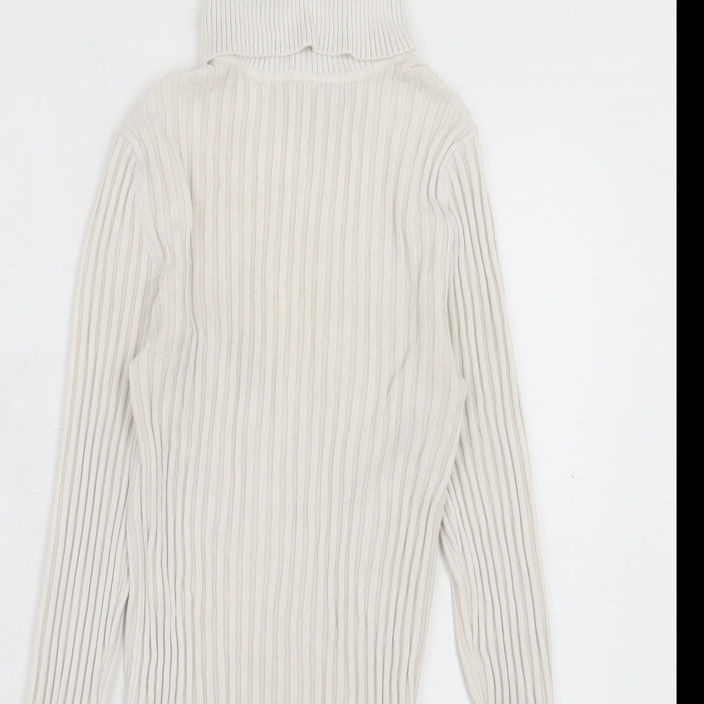 New Look Womens White Roll Neck Viscose Pullover Jumper Size 8