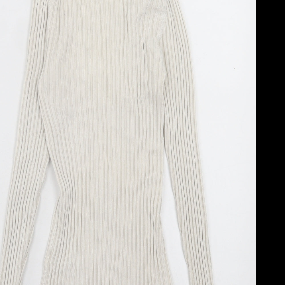 New Look Womens White Roll Neck Viscose Pullover Jumper Size 8