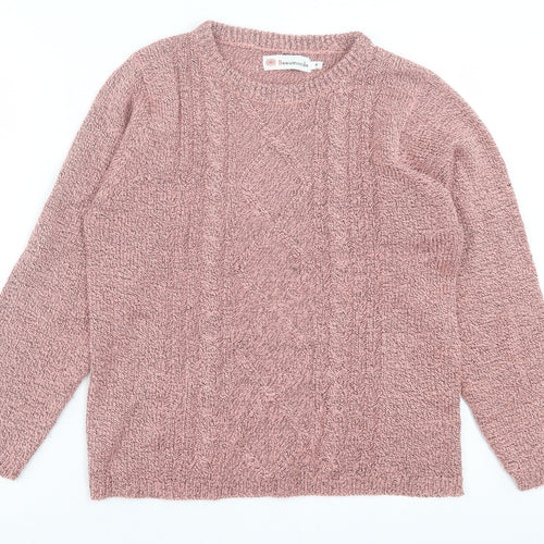 Beaumonde Womens Pink Crew Neck Acrylic Pullover Jumper Size M