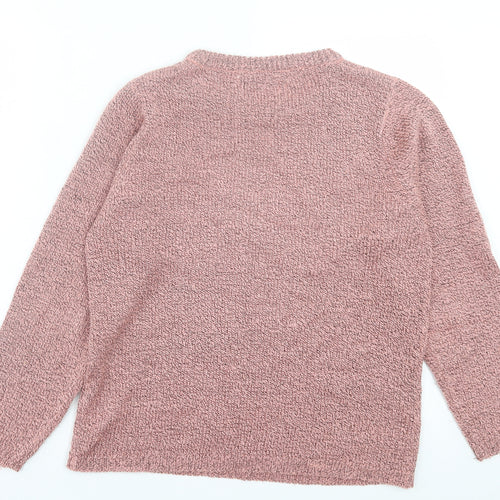 Beaumonde Womens Pink Crew Neck Acrylic Pullover Jumper Size M