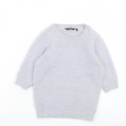 Golddigga Womens Blue Crew Neck Nylon Pullover Jumper Size 10