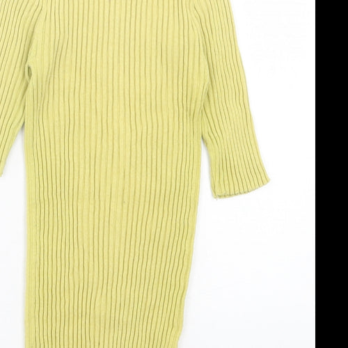 NEXT Womens Yellow Cotton Basic T-Shirt Size 10 Crew Neck - Lettuce Edging