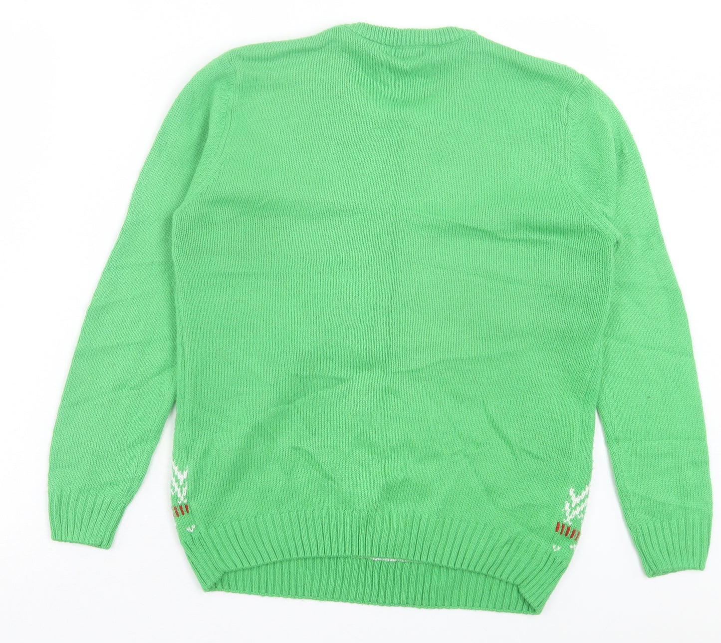 George Boys Green Crew Neck Geometric Acrylic Pullover Jumper Size 11-12 Years Pullover - Christmas