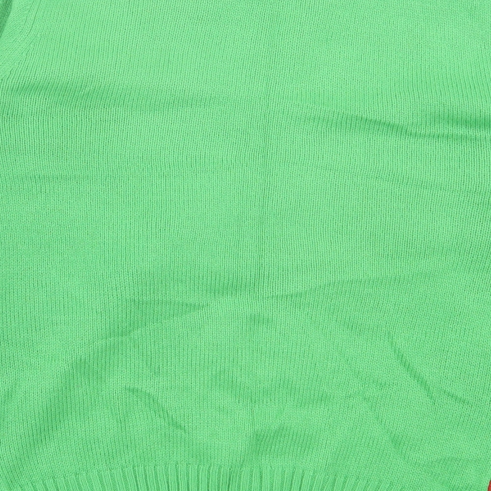 George Boys Green Crew Neck Geometric Acrylic Pullover Jumper Size 11-12 Years Pullover - Christmas
