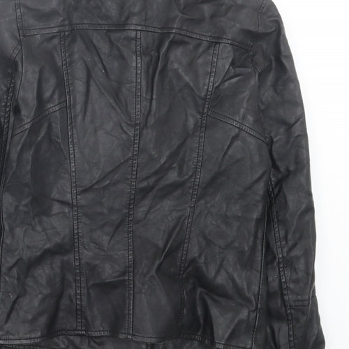 River Island Womens Black Biker Jacket Size 10 Zip - Faux Leather