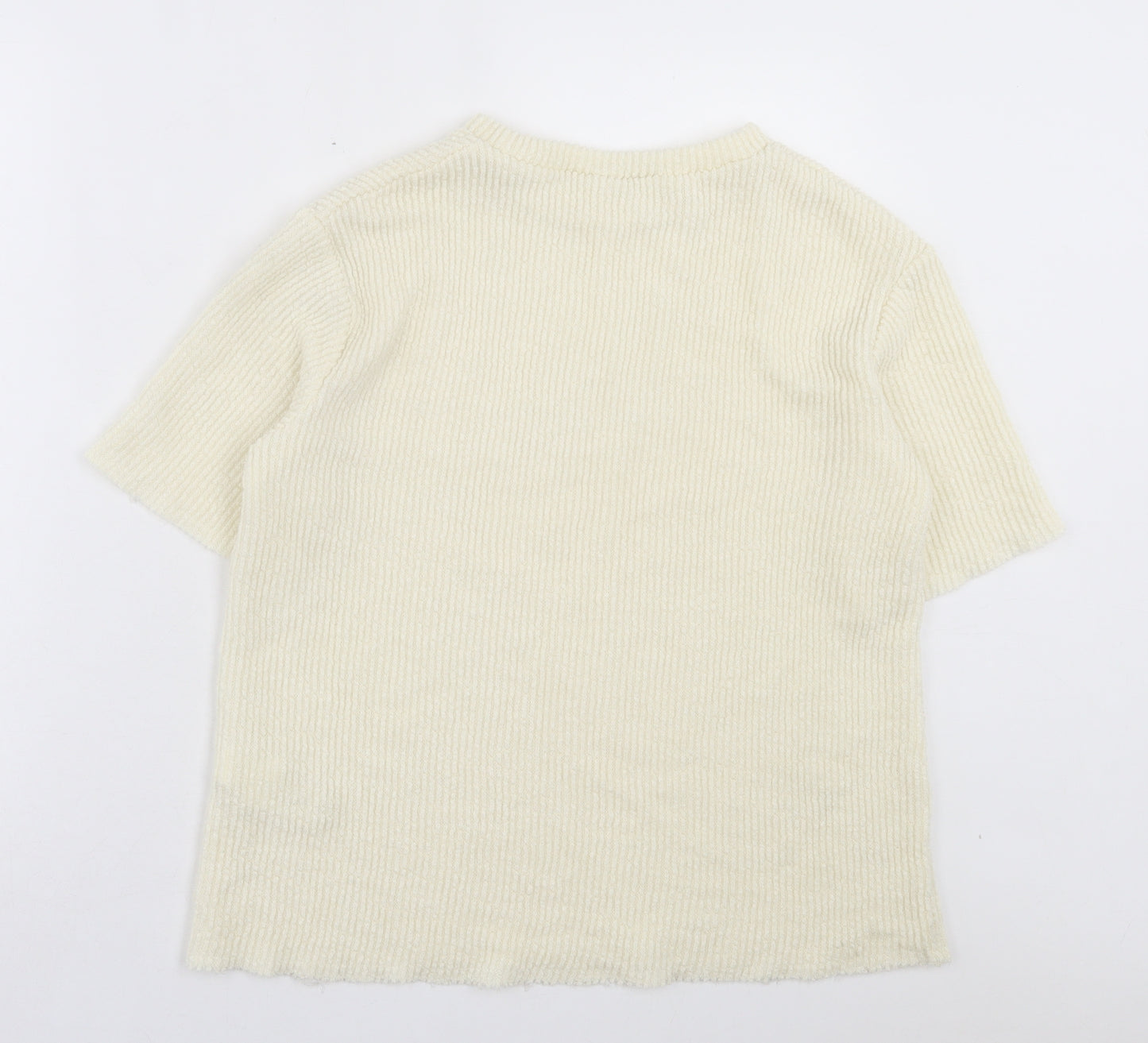 Zara Womens Ivory Crew Neck Acrylic Pullover Jumper Size S