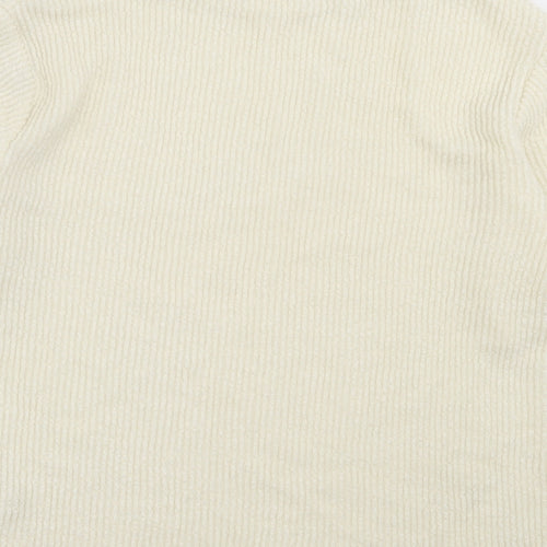 Zara Womens Ivory Crew Neck Acrylic Pullover Jumper Size S