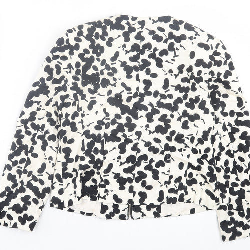 Zara Womens White Floral Jacket Size L Zip