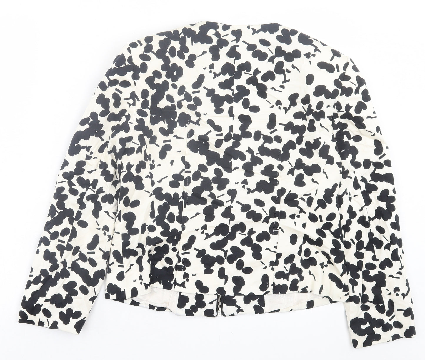 Zara Womens White Floral Jacket Size L Zip