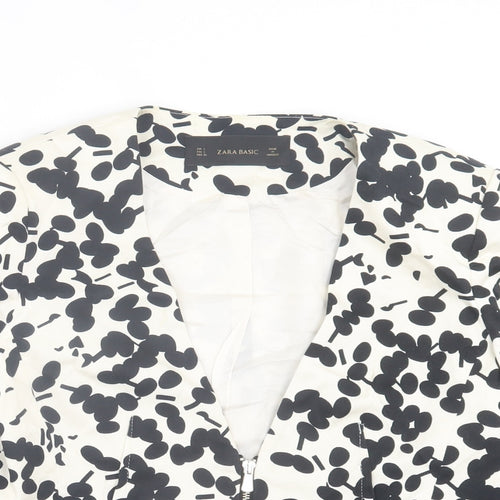 Zara Womens White Floral Jacket Size L Zip