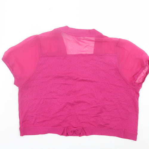 Per Una Womens Pink V-Neck Viscose Cardigan Jumper Size 14