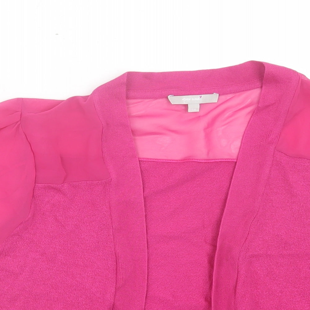 Per Una Womens Pink V-Neck Viscose Cardigan Jumper Size 14