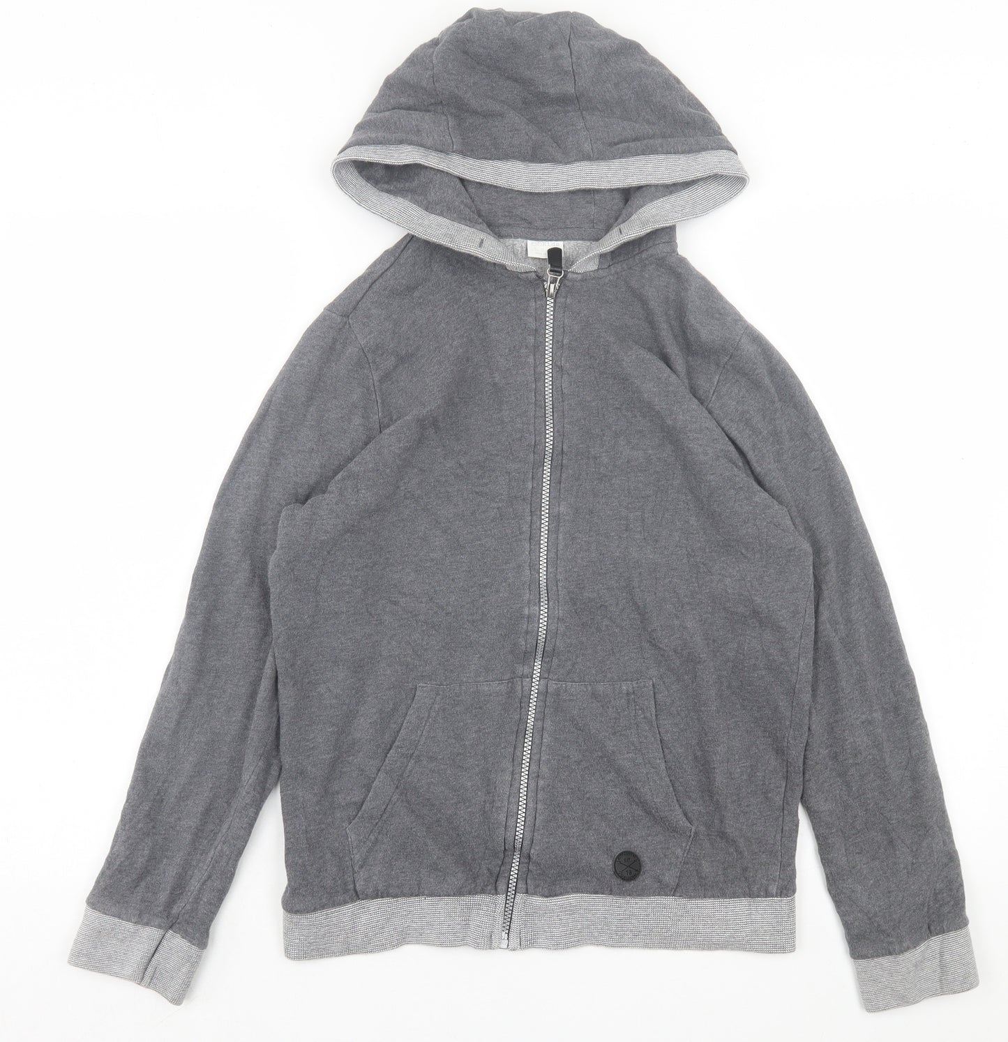 F&F Boys Grey Cotton Full Zip Hoodie Size 12-13 Years Zip