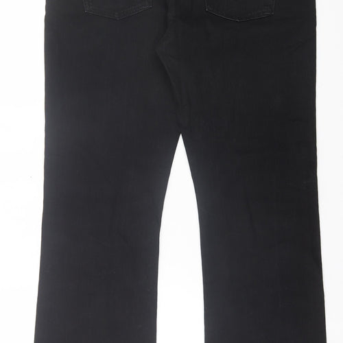 John Richmond Womens Black Cotton Bootcut Jeans Size 14 L31 in Regular Hook & Eye