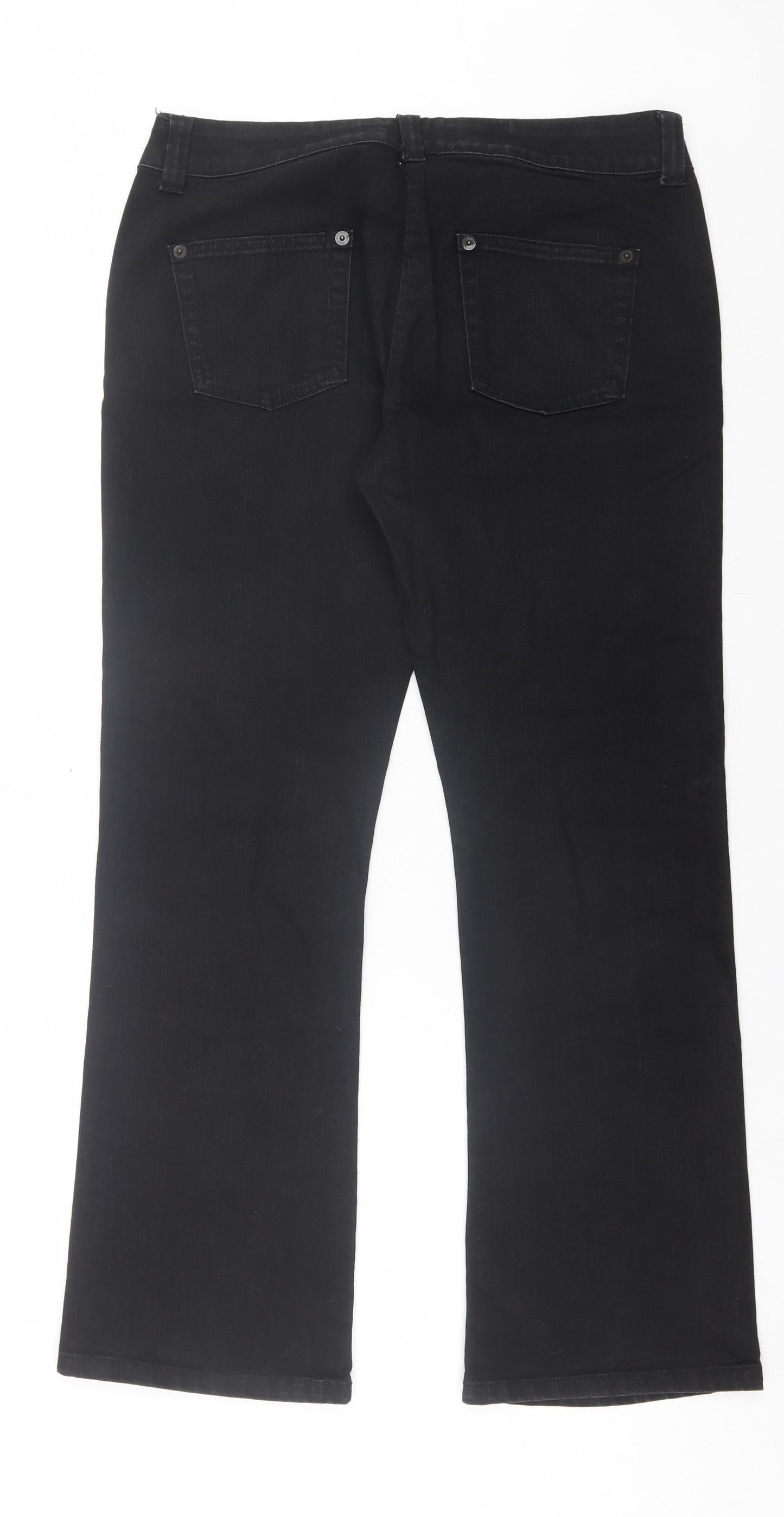 John Richmond Womens Black Cotton Bootcut Jeans Size 14 L31 in Regular Hook & Eye
