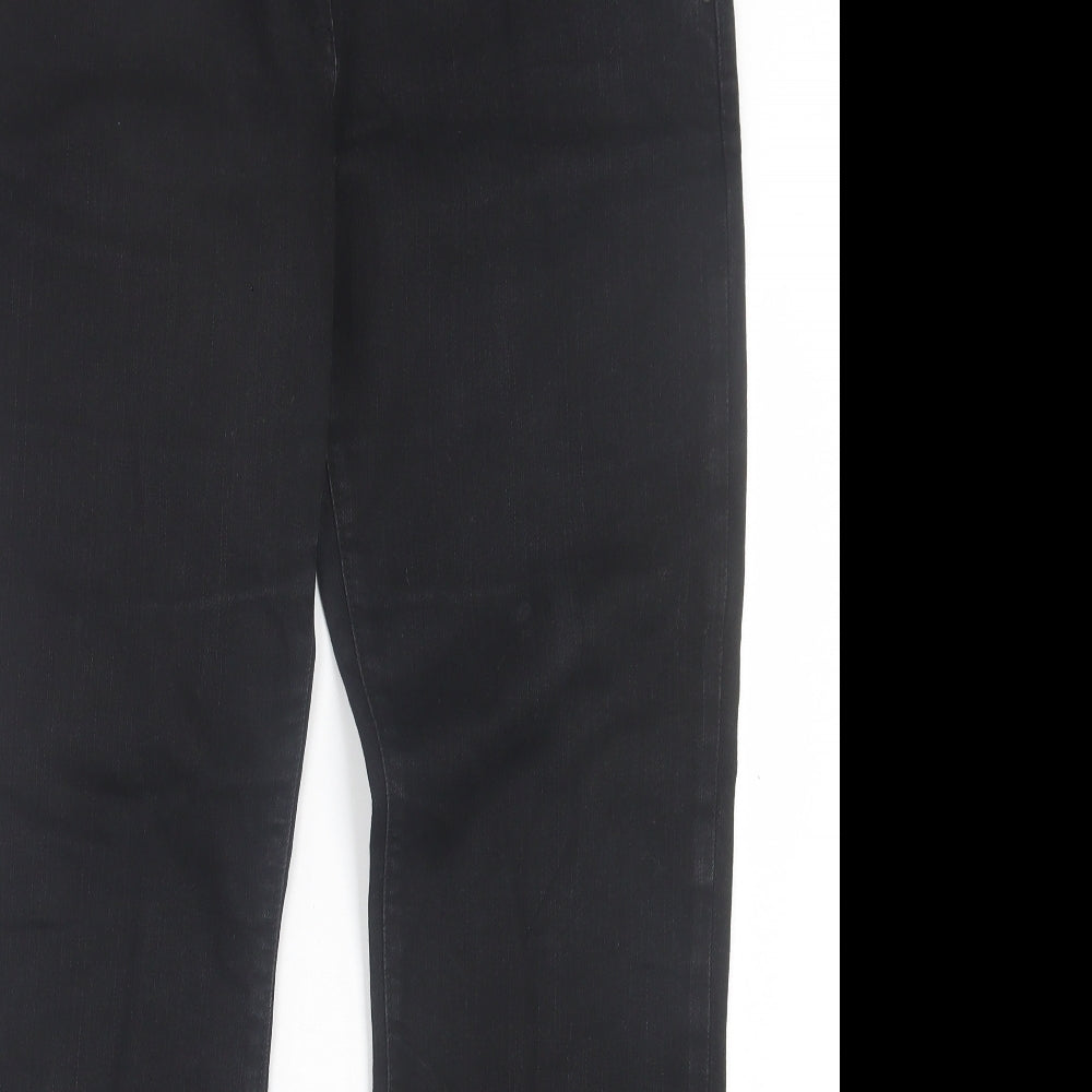 John Richmond Womens Black Cotton Bootcut Jeans Size 14 L31 in Regular Hook & Eye