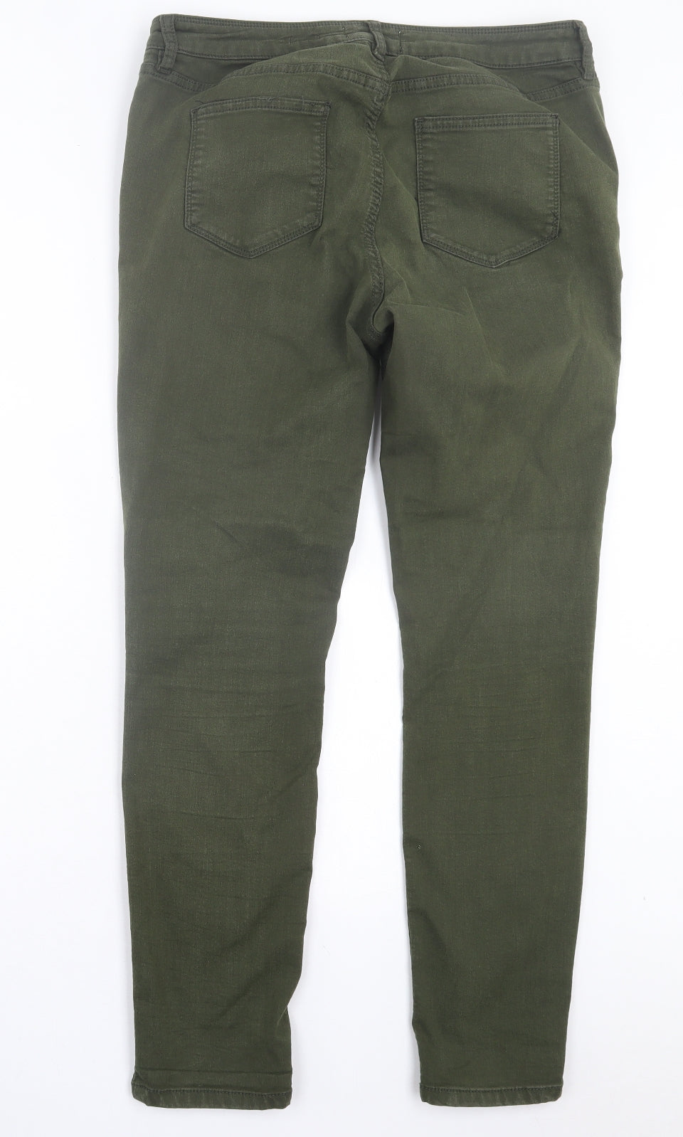 Fat Face Womens Green Cotton Skinny Jeans Size 10 L28 in Regular Button