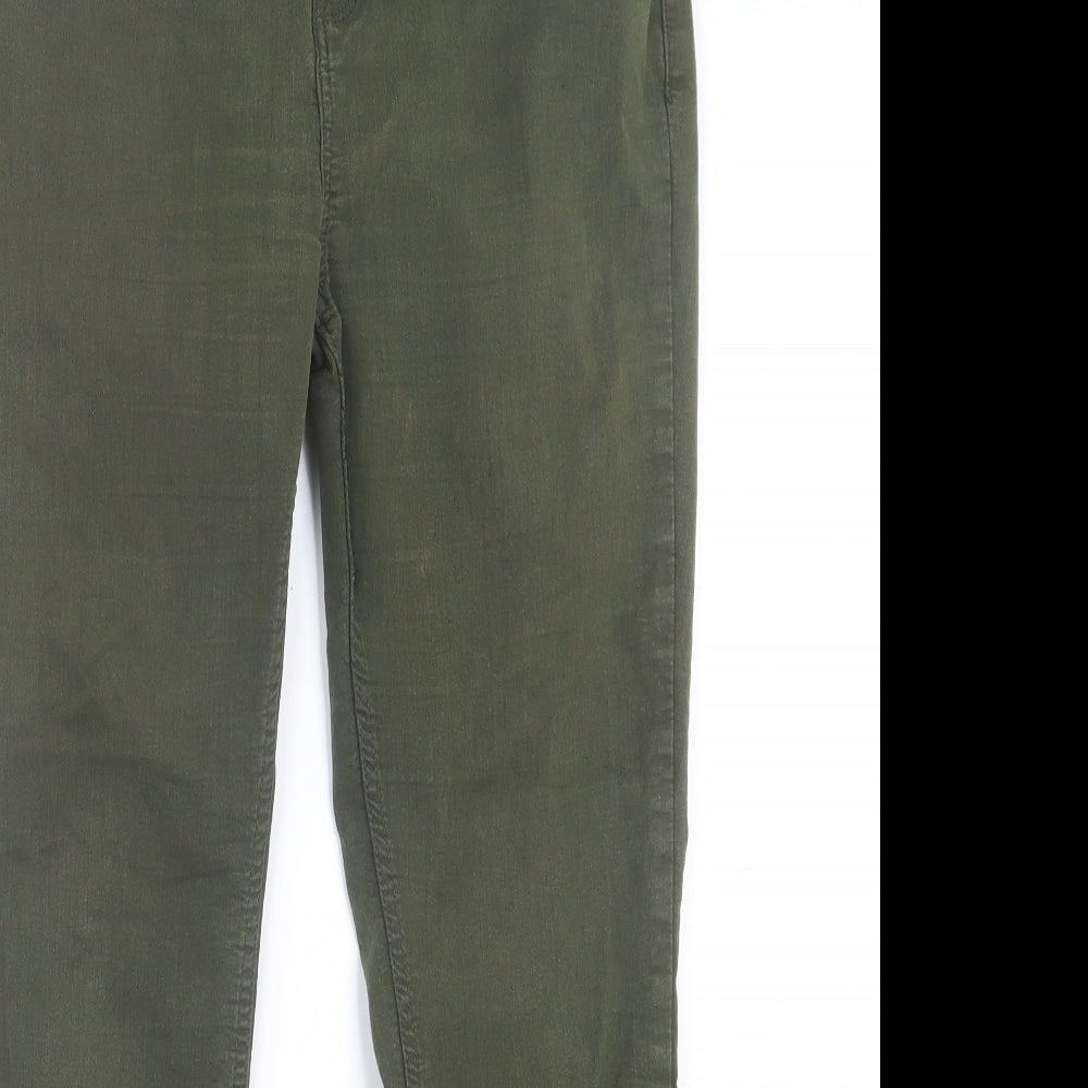 Fat Face Womens Green Cotton Skinny Jeans Size 10 L28 in Regular Button