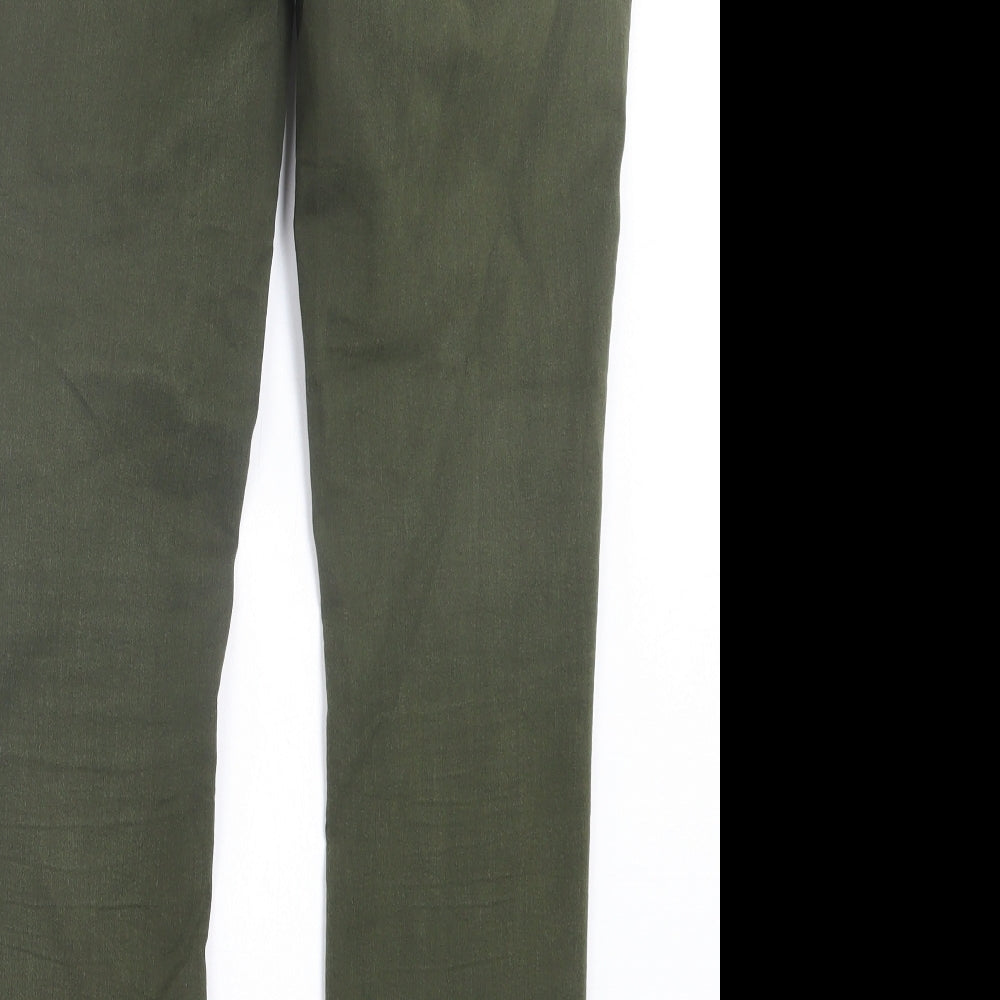 Fat Face Womens Green Cotton Skinny Jeans Size 10 L28 in Regular Button