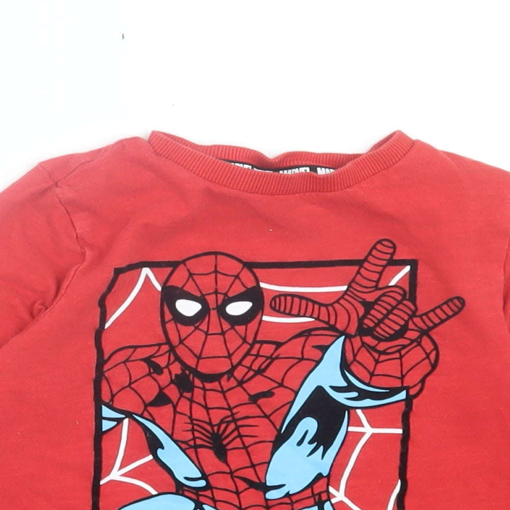 F&F Boys Red Cotton Basic Casual Size 5-6 Years Crew Neck Pullover - Spider Man