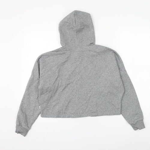 PUMA Girls Grey Cotton Pullover Hoodie Size 11-12 Years Pullover - Cropped