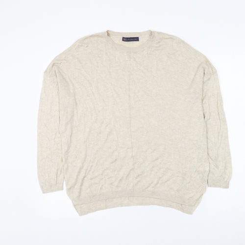 Marks and Spencer Womens Beige Round Neck Viscose Pullover Jumper Size L