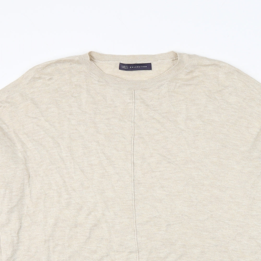 Marks and Spencer Womens Beige Round Neck Viscose Pullover Jumper Size L