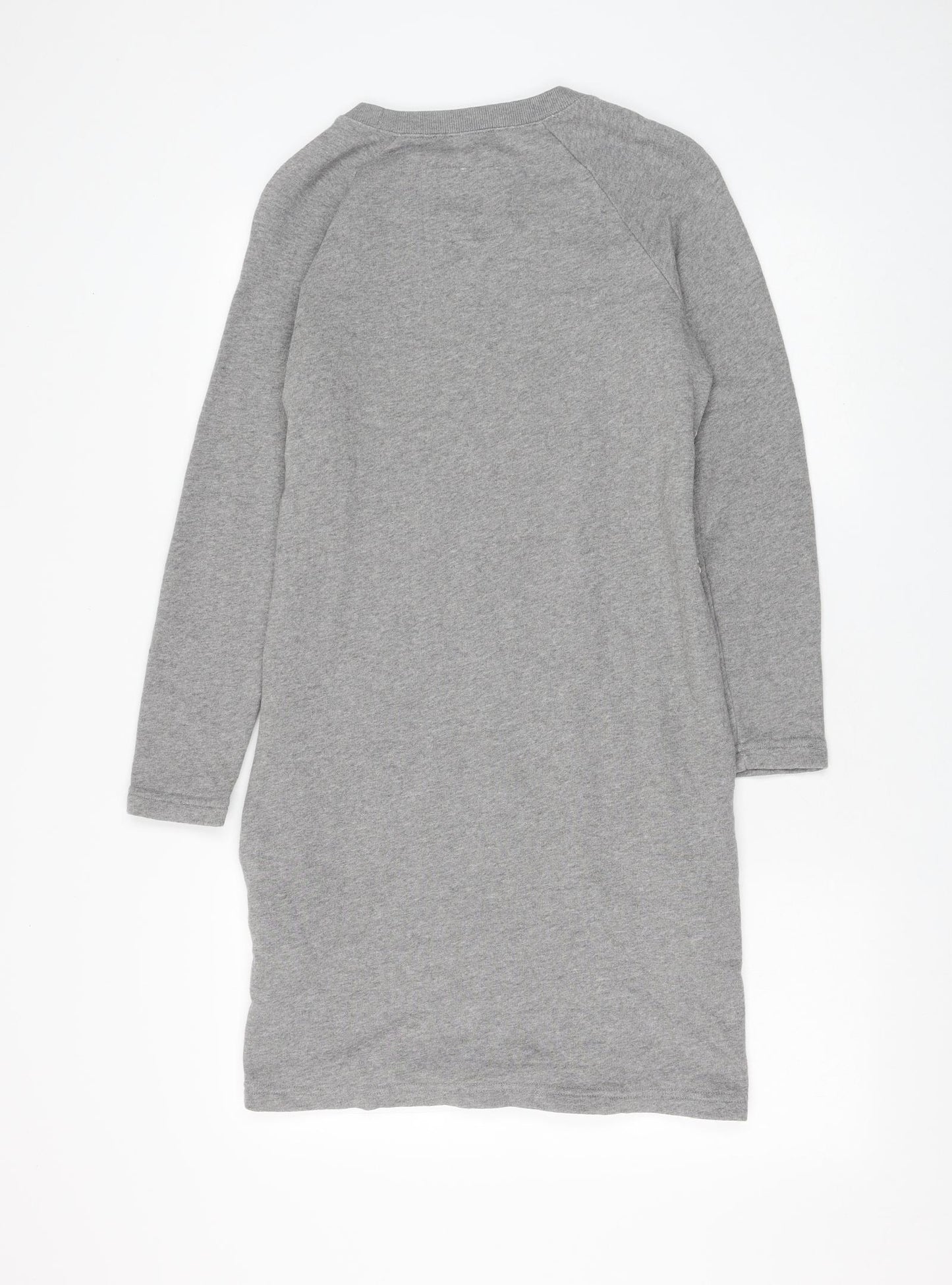 Jack Wills Womens Grey Floral Cotton Jumper Dress Size 10 Round Neck Pullover