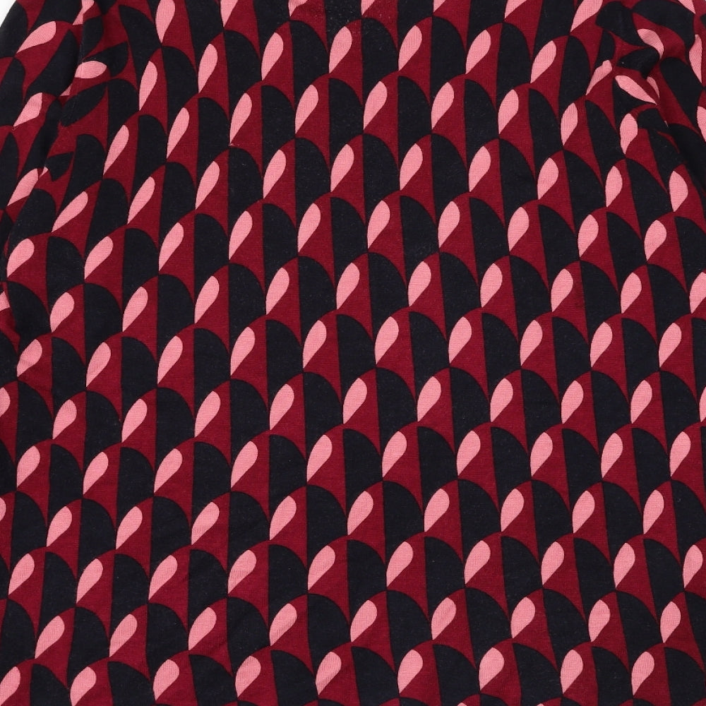 Principles Womens Red Round Neck Geometric Viscose Pullover Jumper Size 18
