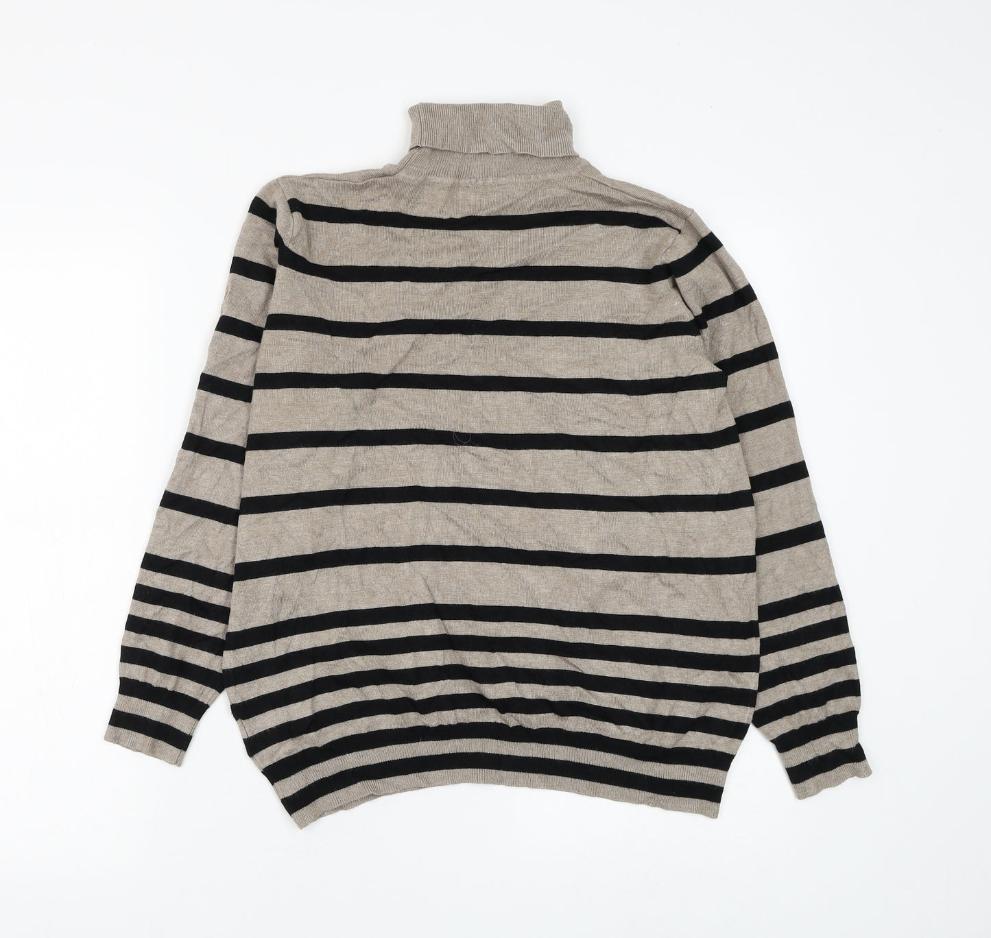 First Avenue Womens Brown Roll Neck Striped Viscose Pullover Jumper Size L