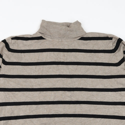 First Avenue Womens Brown Roll Neck Striped Viscose Pullover Jumper Size L