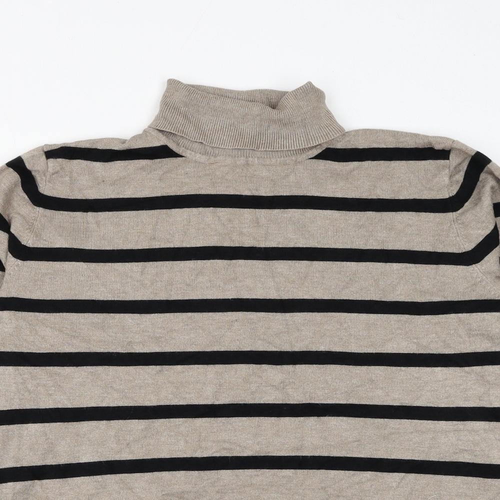 First Avenue Womens Brown Roll Neck Striped Viscose Pullover Jumper Size L